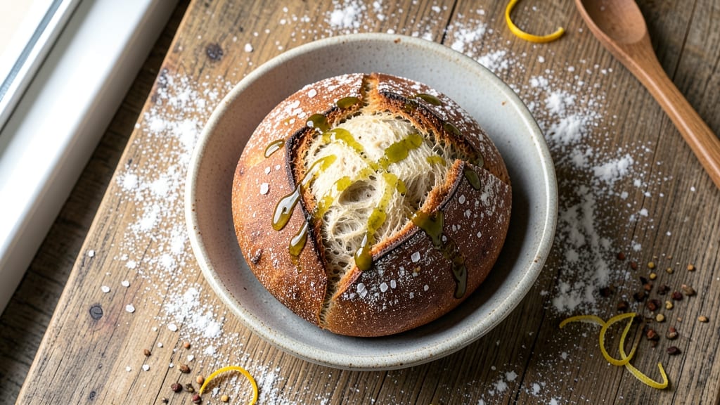 500g Bread Recipe: No-Knead Dutch Oven Loaf With Crusty Crown
